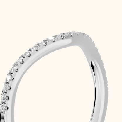 Nila Curved Round Diamond Stackable Ring in White Gold - slant-view