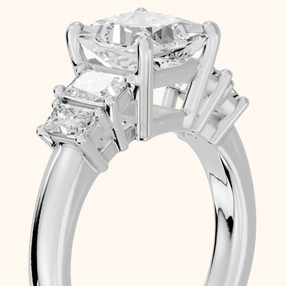 Desiree Graduated Five-Stone Princess Diamond Engagement Ring in Platinum - slant-view.webp