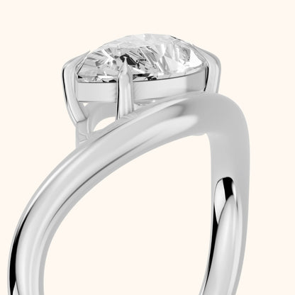 Katherine East-West Bypass Pear Diamond Engagement Ring in White Gold - slant-view.webp