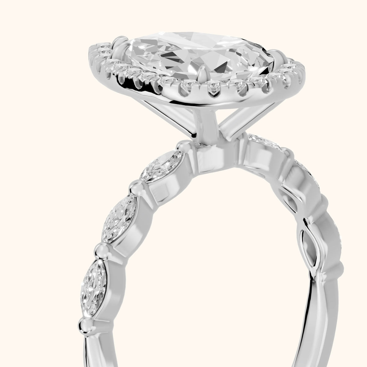Alessandra Marquise-Side Halo Pear Diamond Engagement Ring in Platinum - slant-view.webp