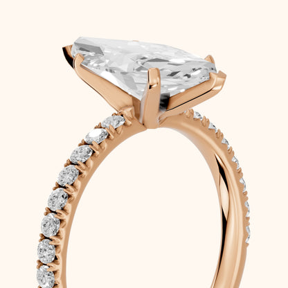Juna French Pavé Solitaire Marquise Diamond Engagement Ring in Rose Gold - slant-view.webp