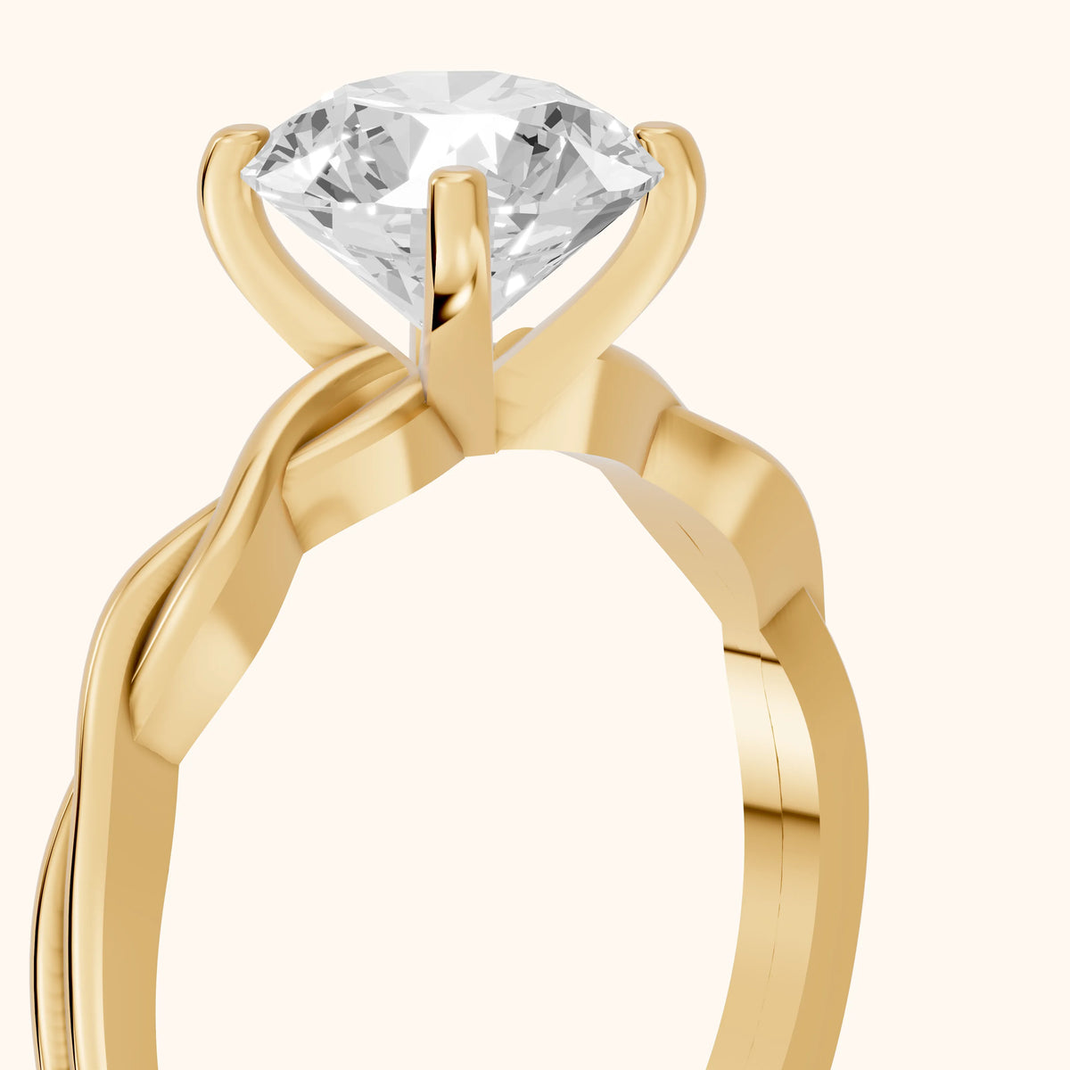 Iris Twist Round Diamond Engagement Ring in Yellow Gold - slant-view.webp