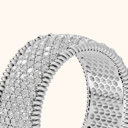 Rita Micropavé Round Diamond Anniversary Ring in White Gold - slant-view