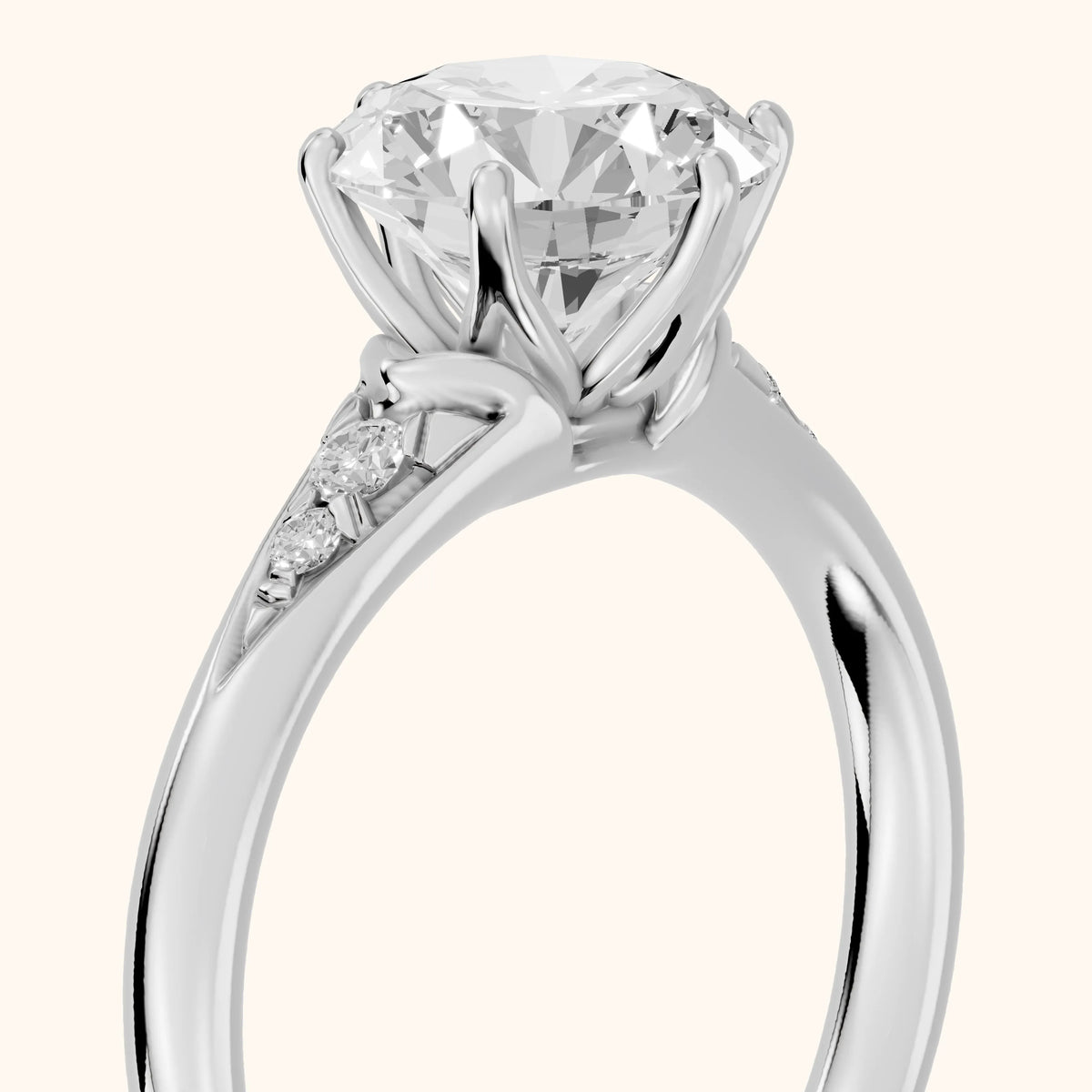 Tilda Graduated Pavé Round Diamond Engagement Ring in Platinum - slant-view.webp
