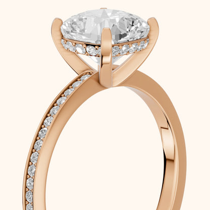 Naia Hidden Halo Cushion Diamond Ring in Rose Gold - slant-view.webp