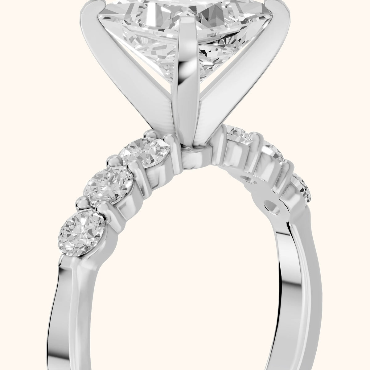 Lise Graduated Seven-Stone Princess Diamond Engagement Ring in Platinum - slant-view.webp
