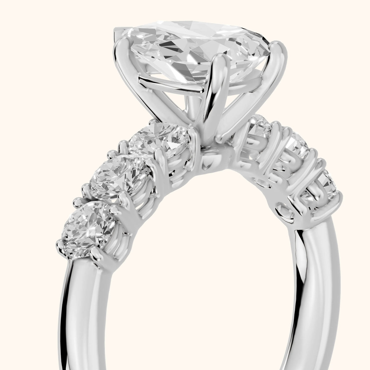 Sorrel Graduated Seven-Stone Pear Diamond Engagement Ring in Silver - slant-view.webp