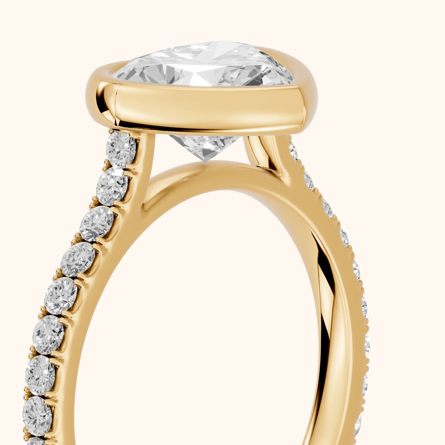 Cora Bezel Pavé Heart Diamond Ring in Yellow Gold - slant-view.webp