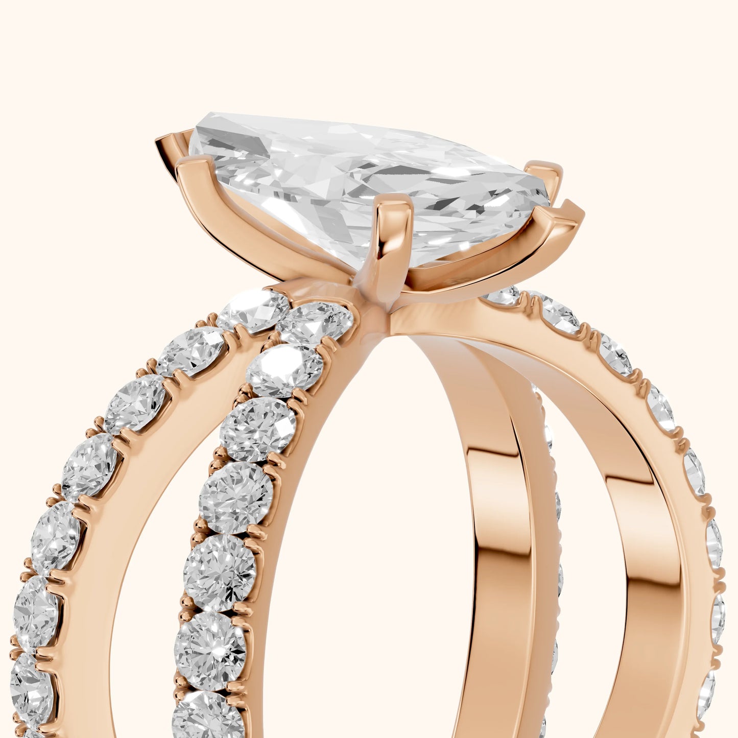 Lior Criss Cross Pavé Marquise Diamond Engagement Ring in Rose Gold - slant-view.webp