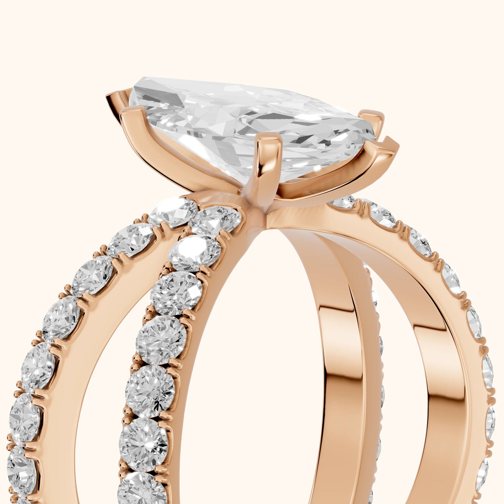 Lior Criss Cross Pavé Marquise Diamond Engagement Ring in Rose Gold - slant-view.webp