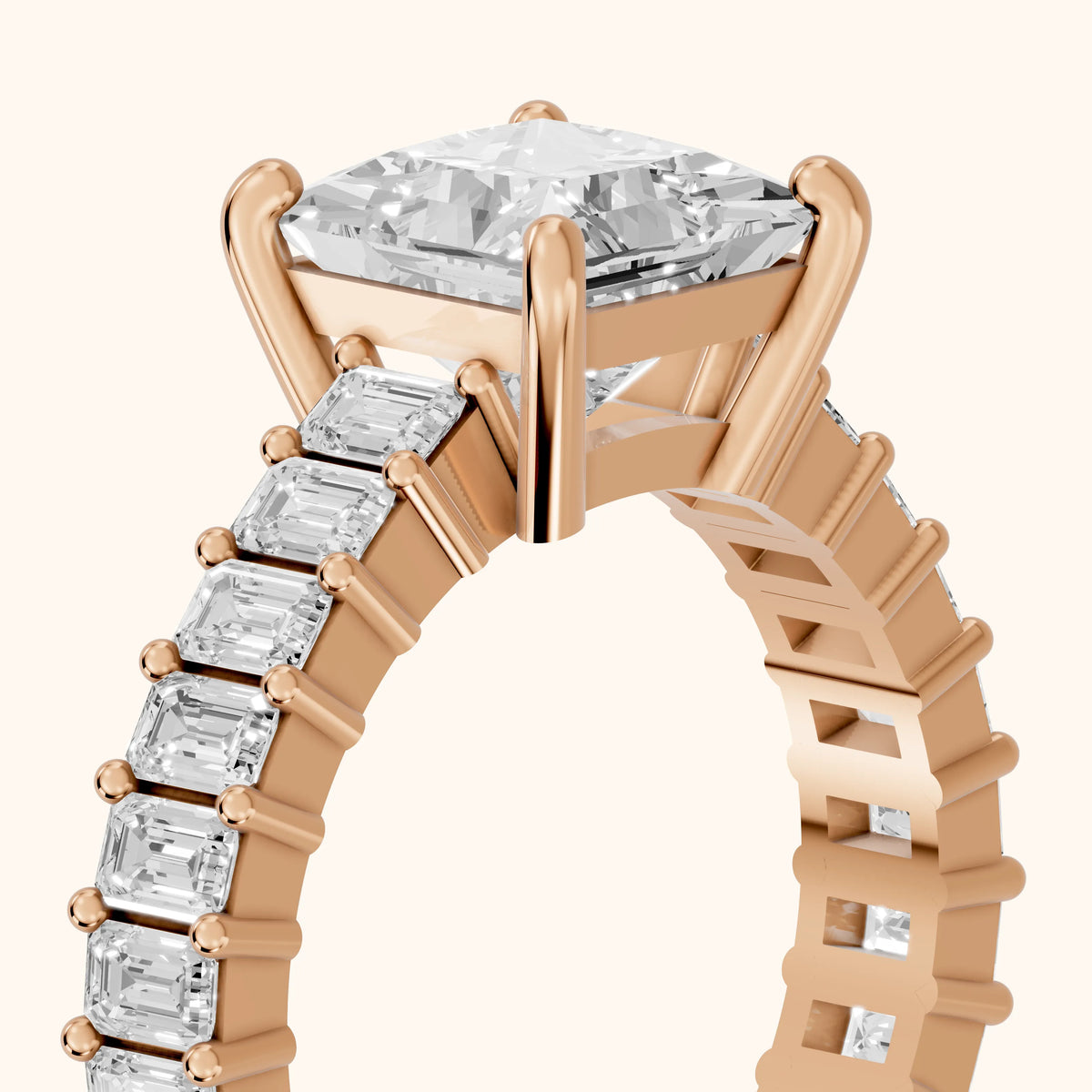 Mallory Shared Prong Princess Diamond Engagement Ring in Rose Gold - slant-view.webp
