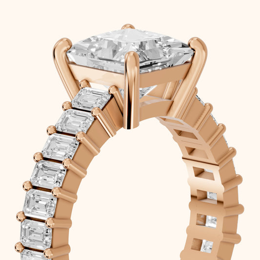 Mallory Shared Prong Princess Diamond Engagement Ring in Rose Gold - slant-view.webp