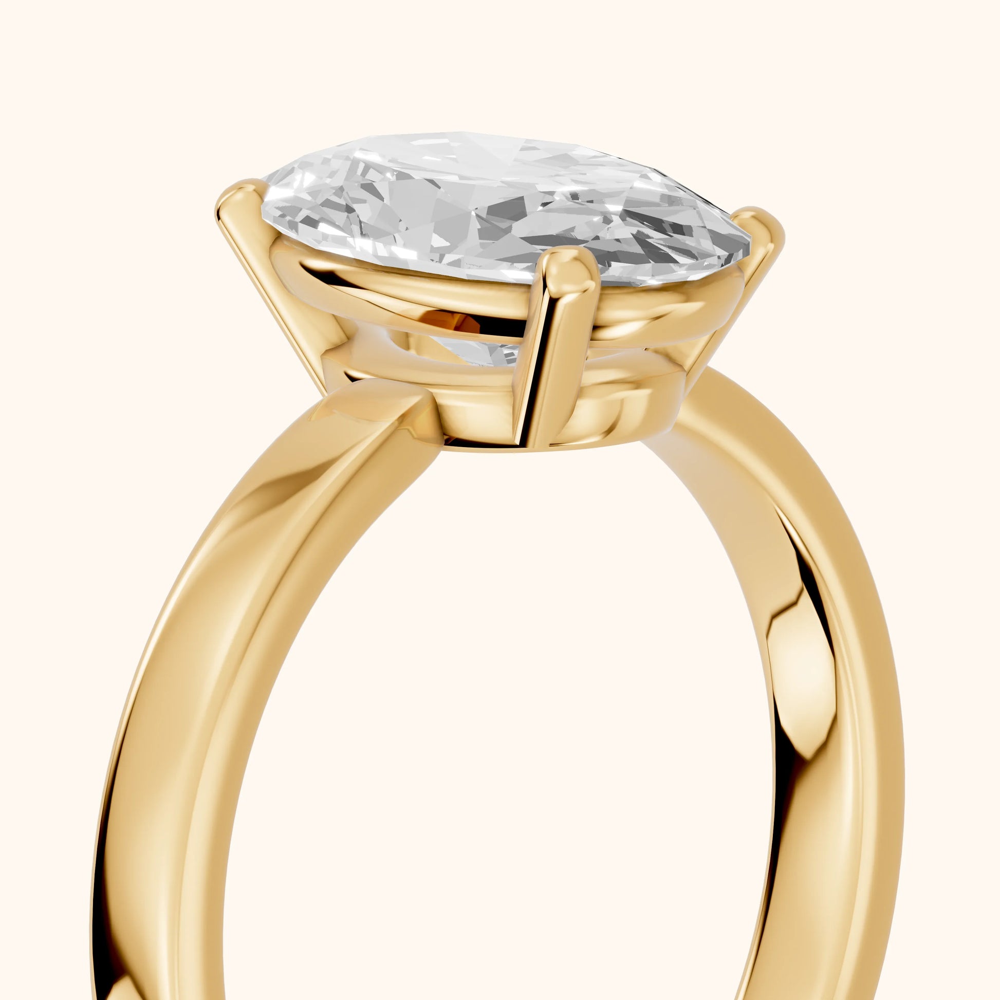 Delia Solitaire Oval Diamond Engagement Ring in Yellow Gold - slant-view.webp