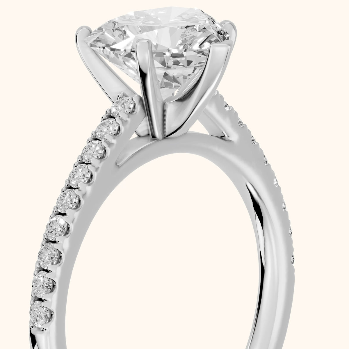 Ailsa Micropavé Heart Diamond Engagement Ring in White Gold - slant-view.webp