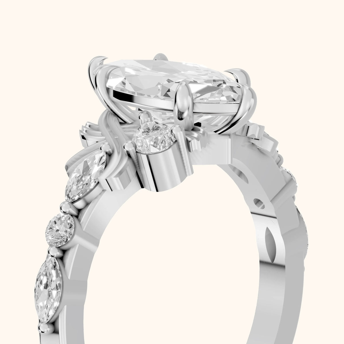 Lanai Marquise-Side Marquise Diamond Engagement Ring in Silver - slant-view.webp