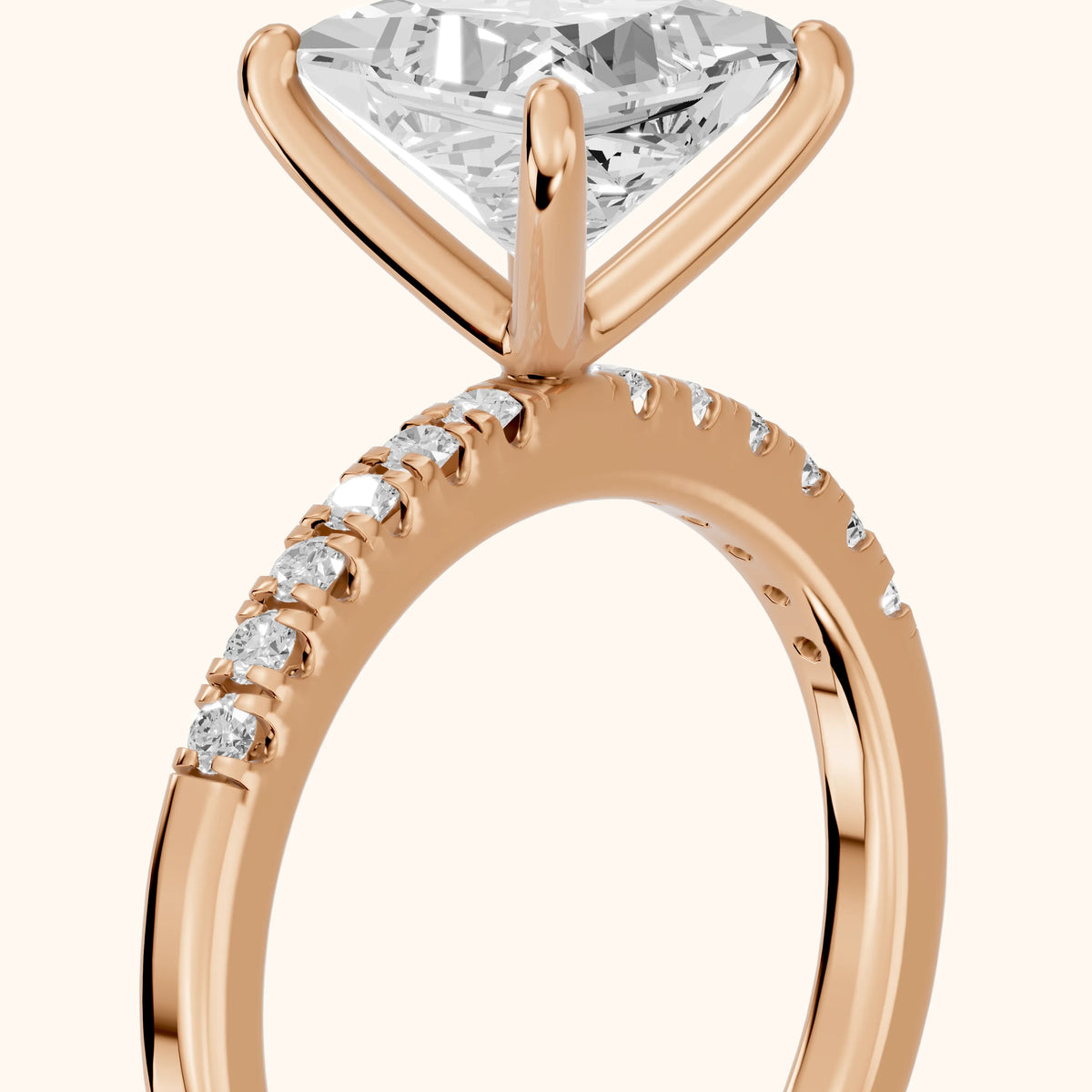 Jemma Scalloped Pavé Princess Diamond Engagement Ring in Rose Gold - slant-view.webp