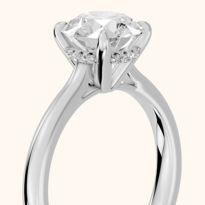 Mena Hidden Halo Round Diamond Engagement Ring in White Gold - slant-view.webp