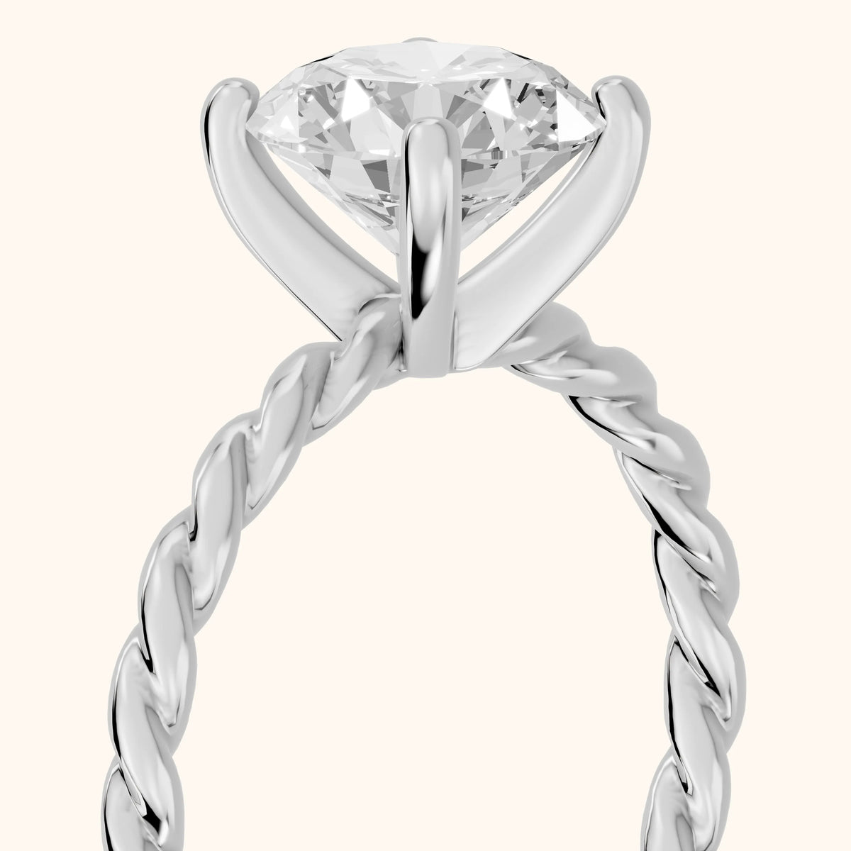 Robyn Twist Solitaire Round Diamond Engagement Ring in Silver - slant-view.webp