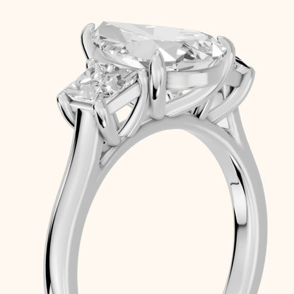 Sienna Three-Stone Pear Diamond Ring in Silver - slant-view.webp