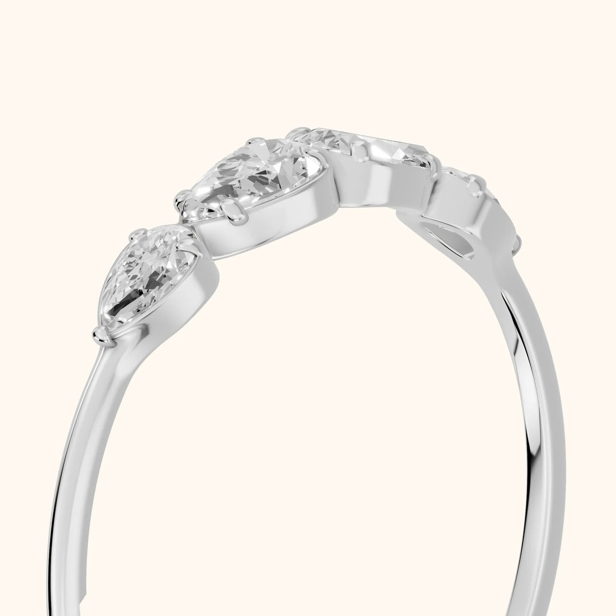 Samara Petite Pear Diamond Wedding Band in Silver - slant-view