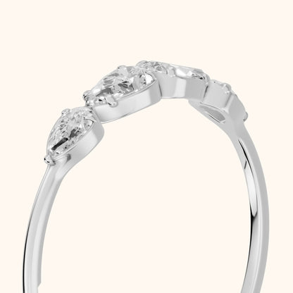 Samara Petite Pear Diamond Wedding Band in Silver - slant-view