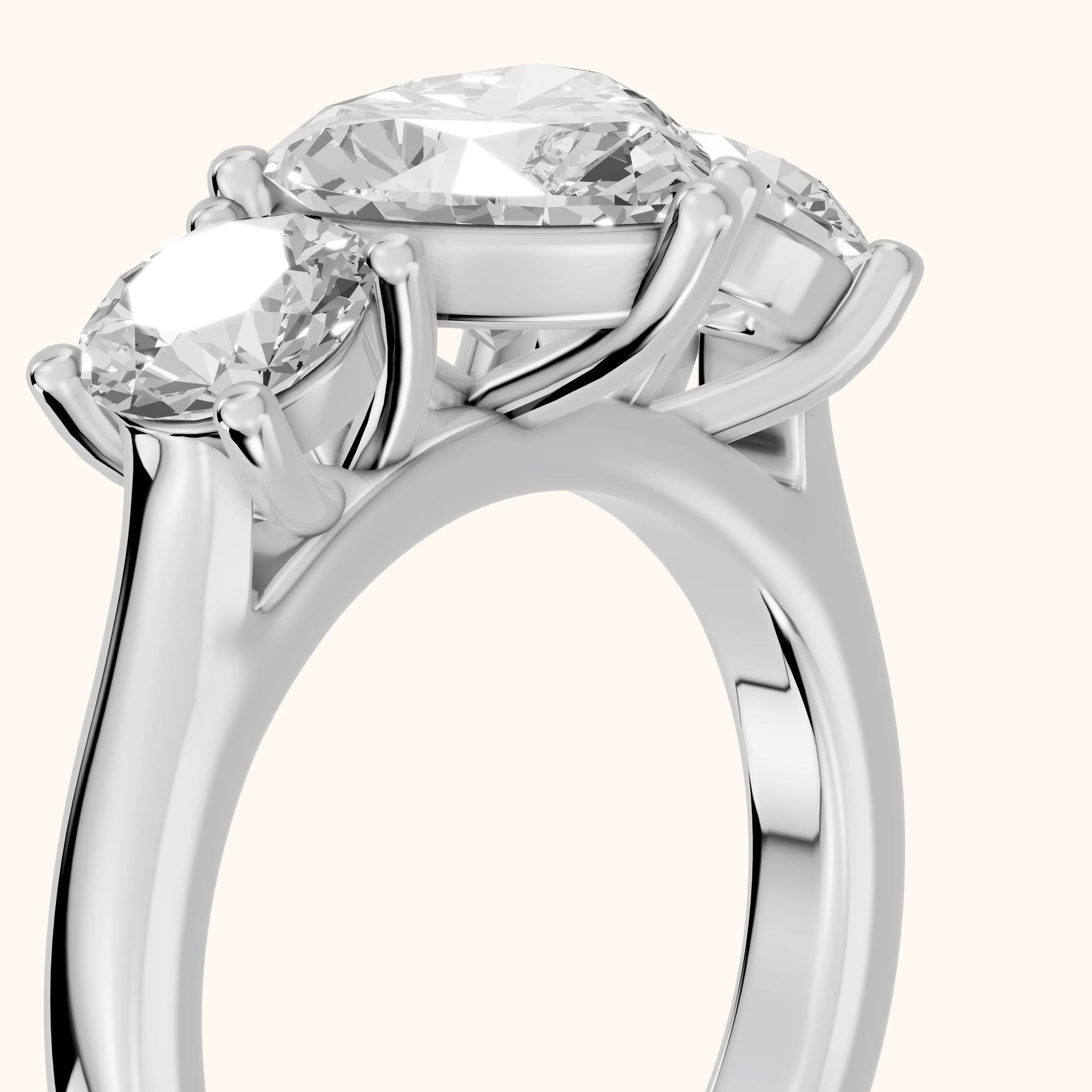 Callie Three-Stone Trellis Heart Diamond Engagement Ring in Platinum - slant-view.webp