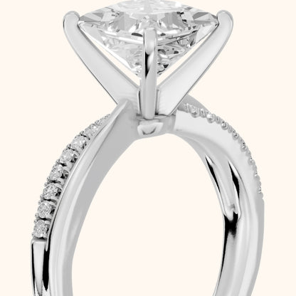 Alida Split Shank Pavé Princess Diamond Engagement Ring in Silver - slant-view.webp