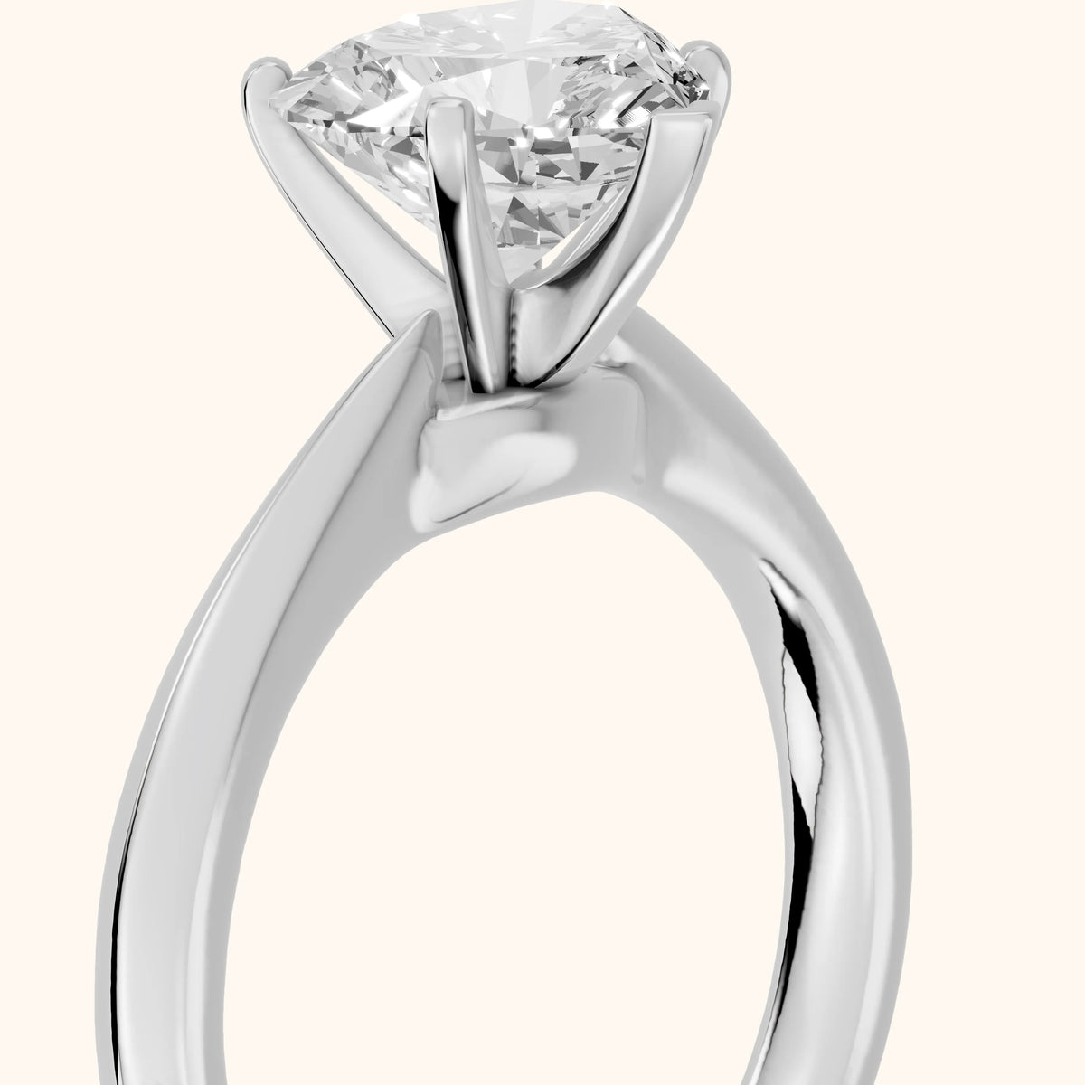 Arlette Solitaire Knife Edge Heart Diamond Engagement Ring in Silver - slant-view.webp