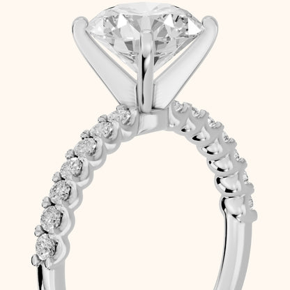 Leandra Scalloped Pavé Round Diamond Engagement Ring in White Gold - slant-view.webp