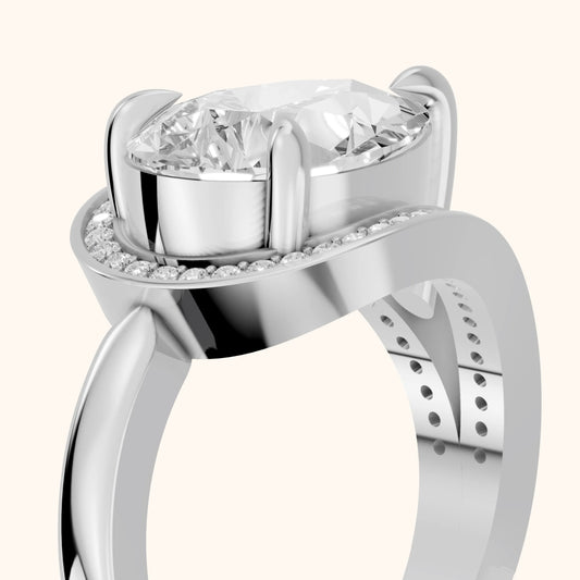 Ellery East-West Split Shank Pear Diamond Engagement Ring in White Gold - slant-view.webp