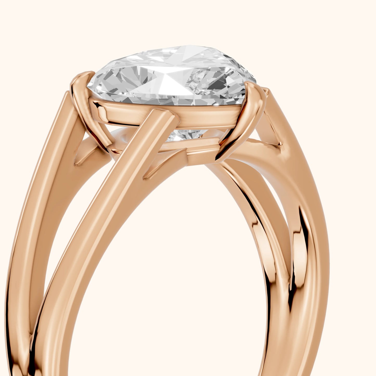 Giselle Solitaire Split Shank Heart Diamond Engagement Ring in Rose Gold - slant-view.webp