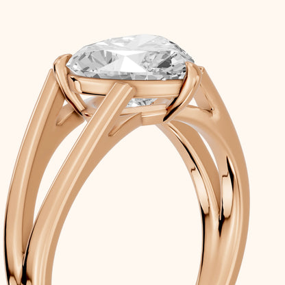 Giselle Solitaire Split Shank Heart Diamond Engagement Ring in Rose Gold - slant-view.webp