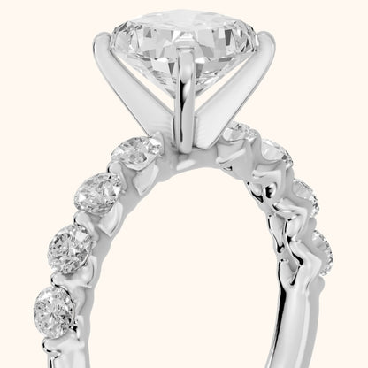Maura Beaded Statement Cushion Diamond Engagement Ring in White Gold - slant-view.webp