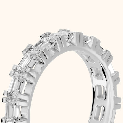 Melina Shared Prong Emerald Diamond Half Eternity Band in Silver - slant-view