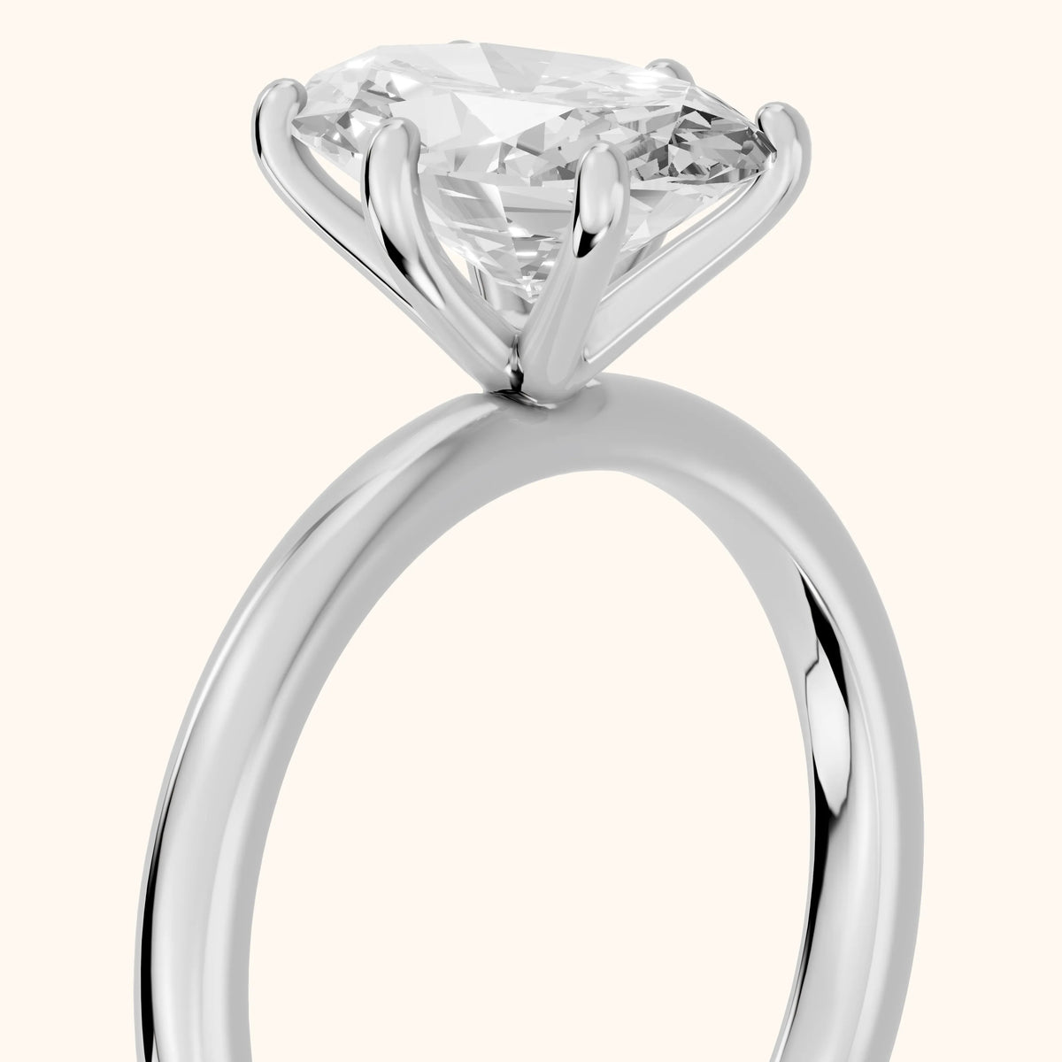Arielle Solitaire Oval Diamond Engagement Ring in Silver - slant-view.webp