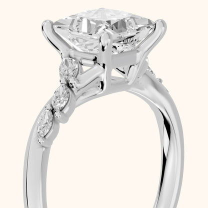 Cathy Leaf Twist Princess Diamond Engagement Ring in Platinum - slant-view.webp