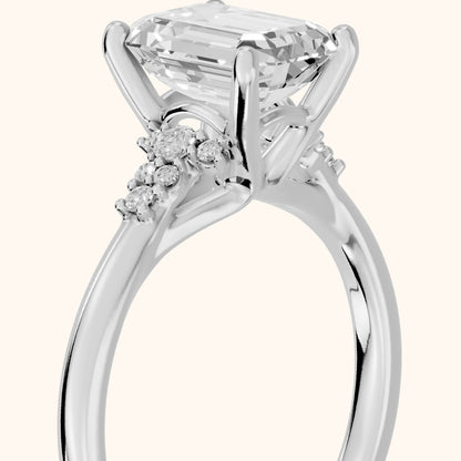 Vail Starburst Cluster Emerald Diamond Engagement Ring in Silver - slant-view.webp