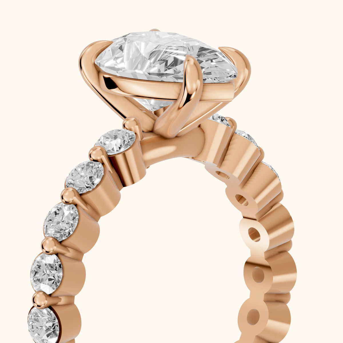 Piper Sidestone Pear Diamond Engagement Ring in Rose Gold - slant-view.webp