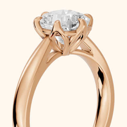 Lucia Solitaire Six-Prong Cushion Diamond Engagement Ring in Rose Gold - slant-view.webp