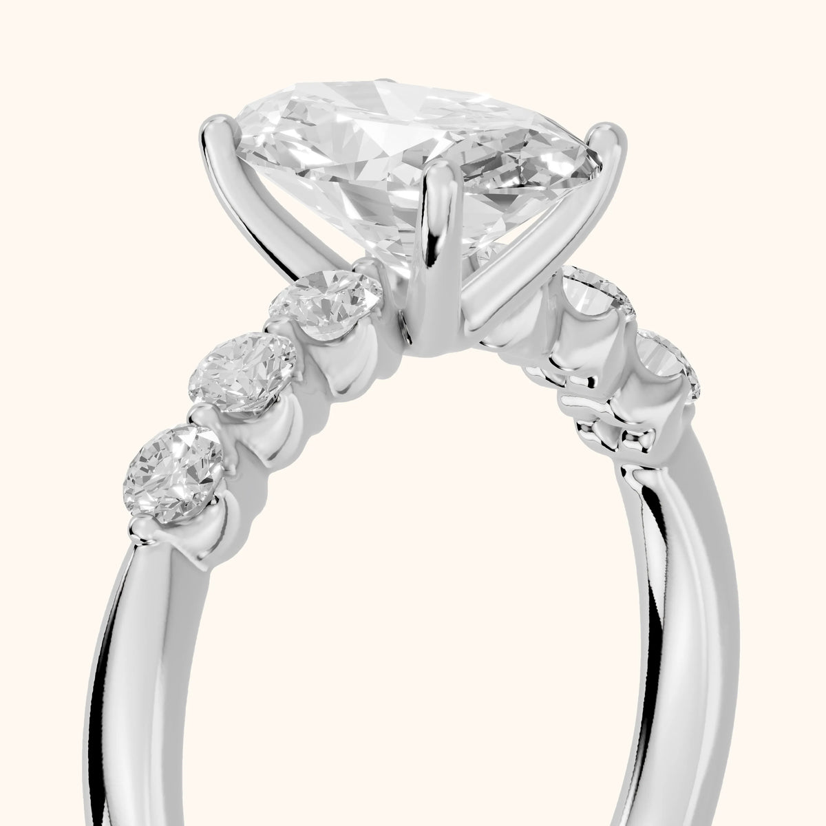 Vienna Floating Five-Stone Oval Diamond Engagement Ring in Silver - slant-view.webp