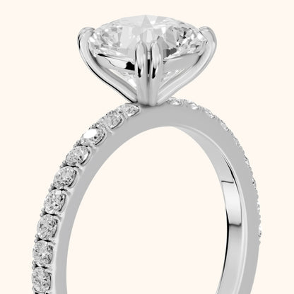 Novara Solitaire Pavé Cushion Diamond Ring in Platinum - slant-view.webp