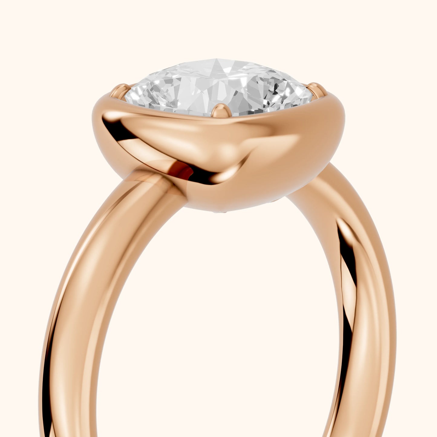 Alina Bezel Solitaire Cushion Diamond Ring in Rose Gold - slant-view.webp