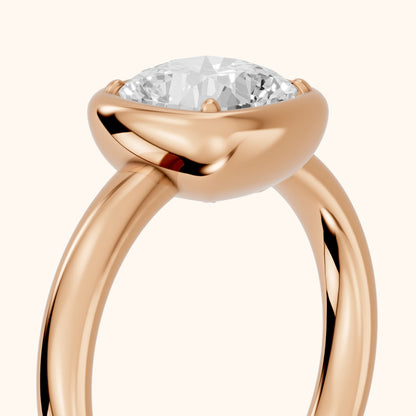 Alina Bezel Solitaire Cushion Diamond Ring in Rose Gold - slant-view.webp