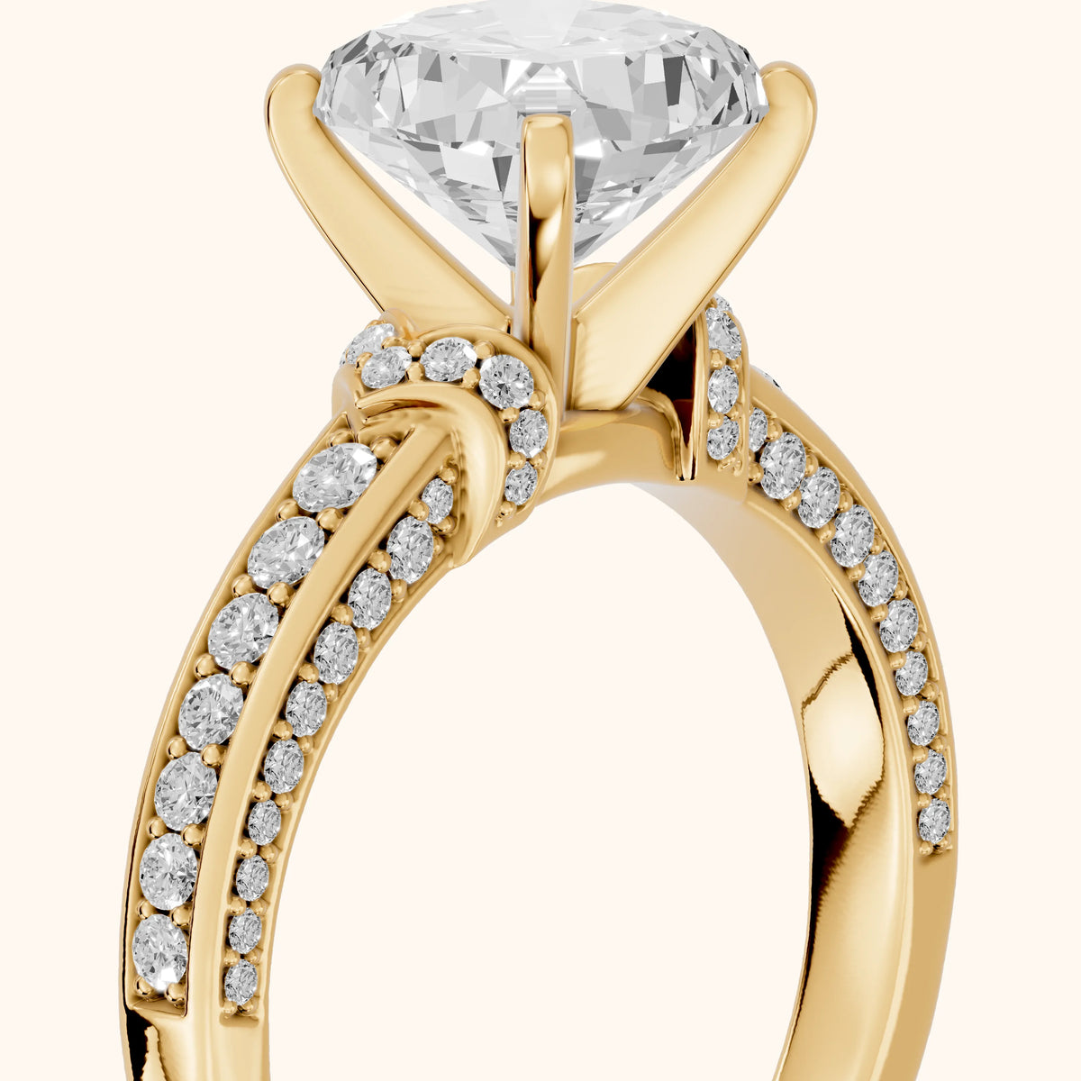 Anabelle Statement Pavé Cushion Diamond Engagement Ring in Yellow Gold - slant-view.webp