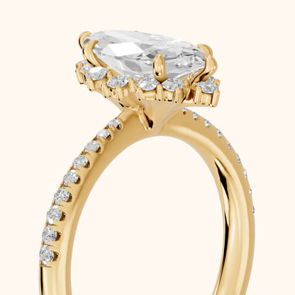 Leonie Starburst Halo Marquise Diamond Engagement Ring in Yellow Gold - slant-view.webp