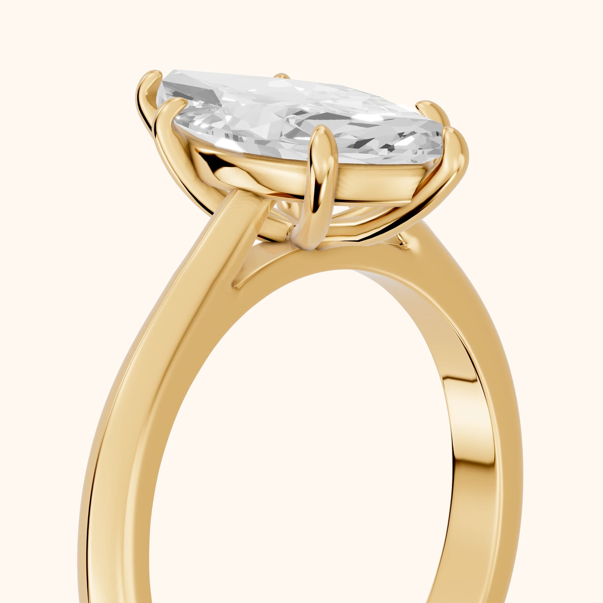 Kalia Knife Edge Solitaire Marquise Diamond Engagement Ring in Yellow Gold - slant-view.webp