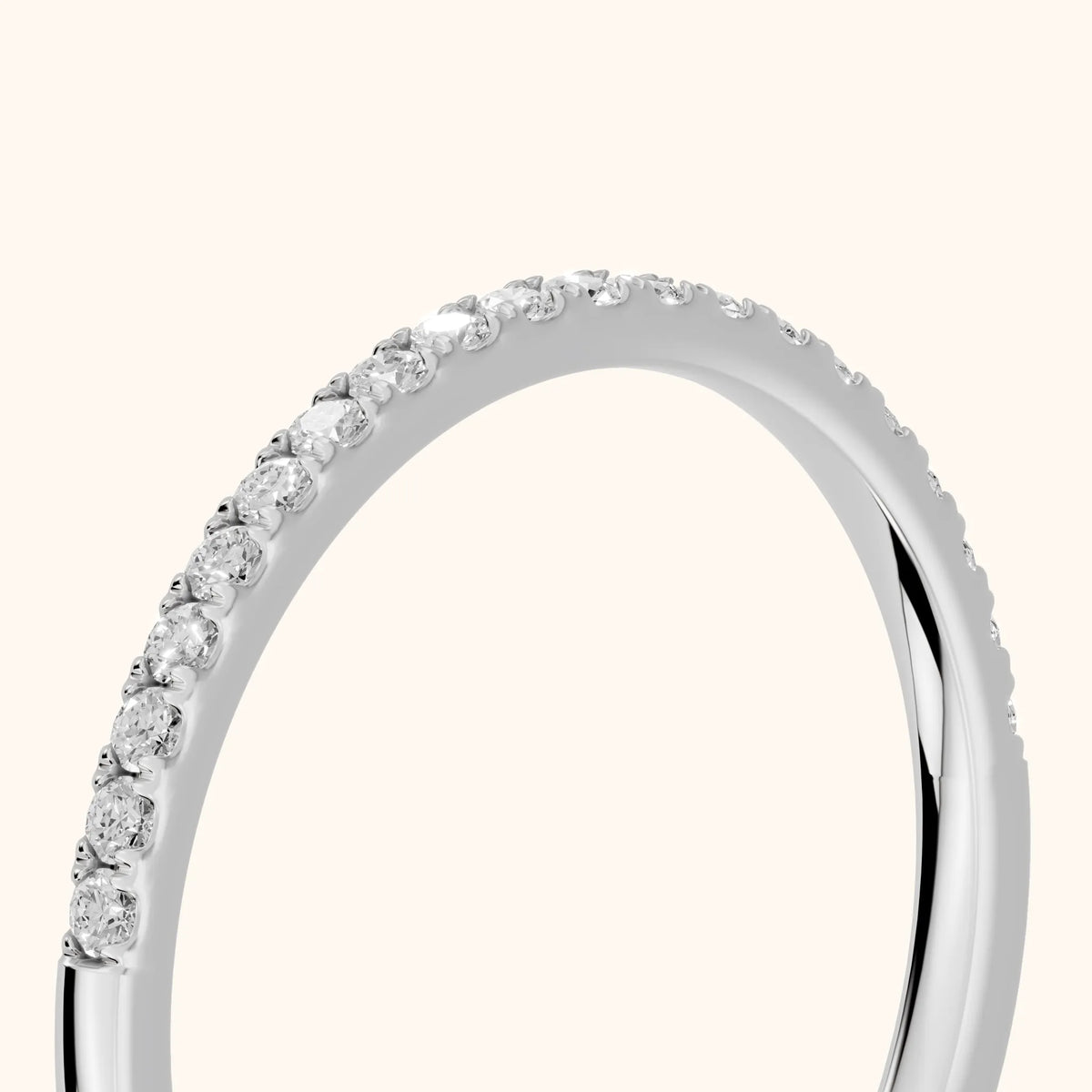 Anouk Micropavé Round Diamond Half Eternity Band in Silver - slant-view