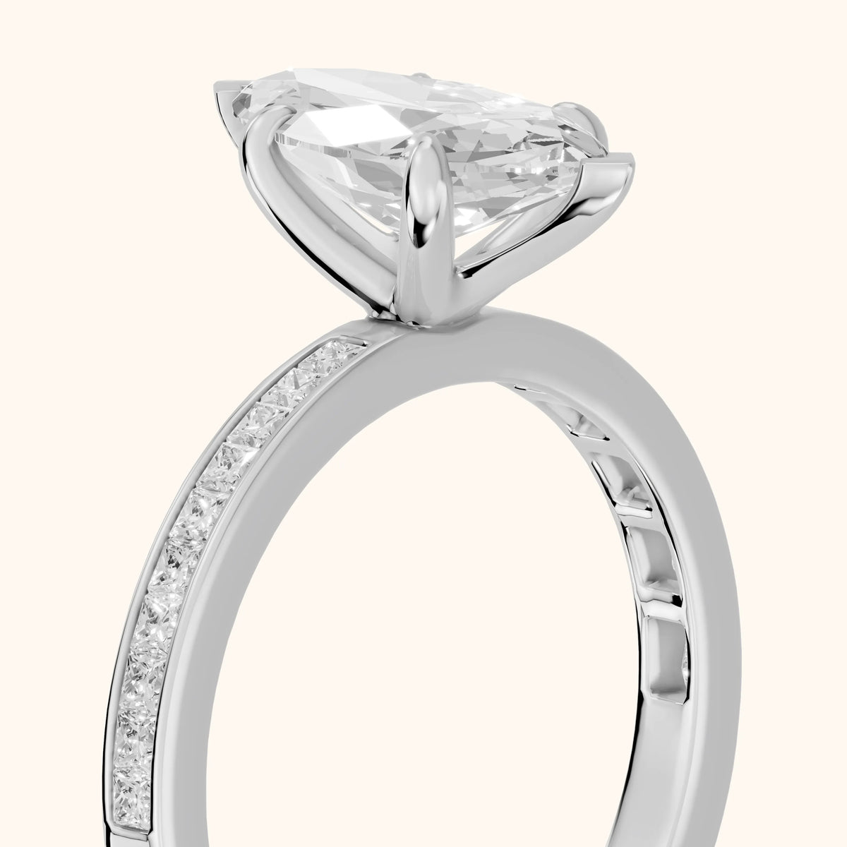 Freja Channel Set Marquise Diamond Engagement Ring in Silver - slant-view.webp