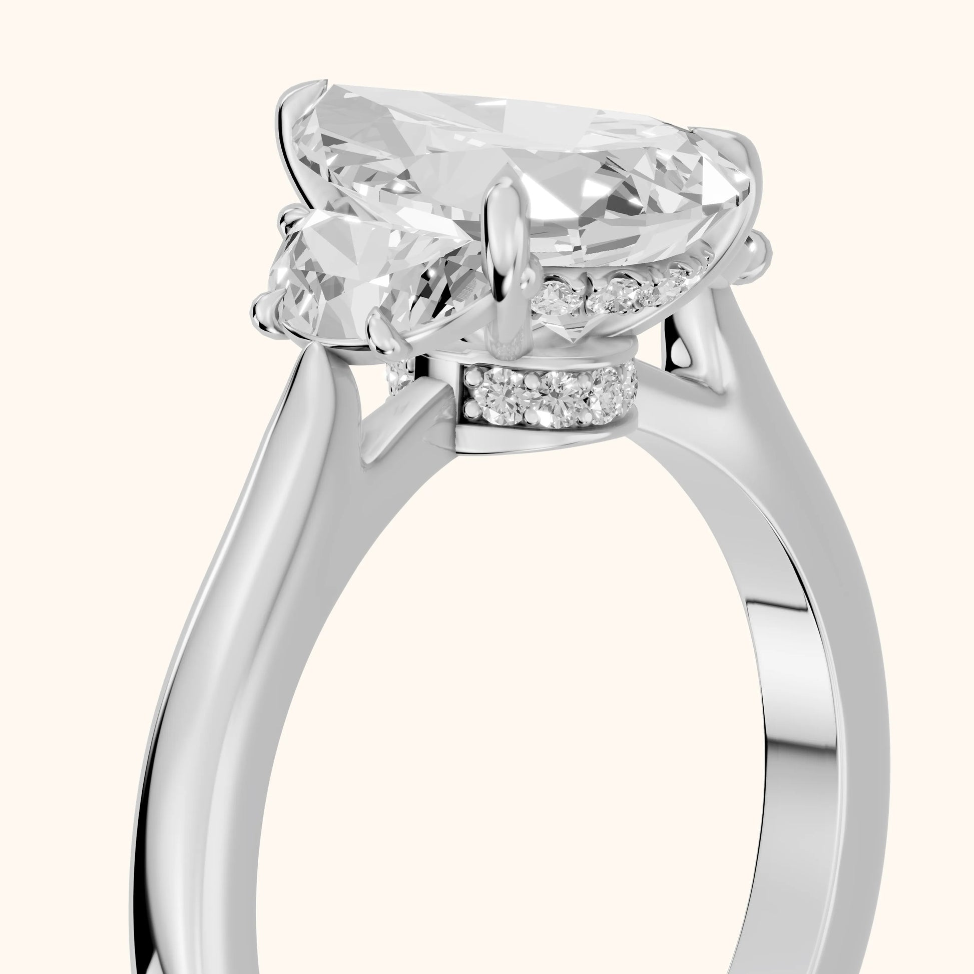 Romy Three-Stone Pear Diamond Engagement Ring in Silver - slant-view.webp