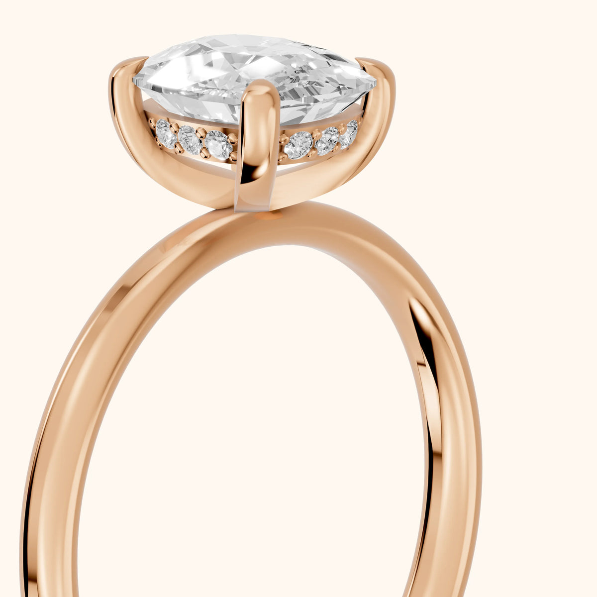 Charlotte Charm Cushion Diamond Solitaire Ring in Rose Gold - slant-view.webp